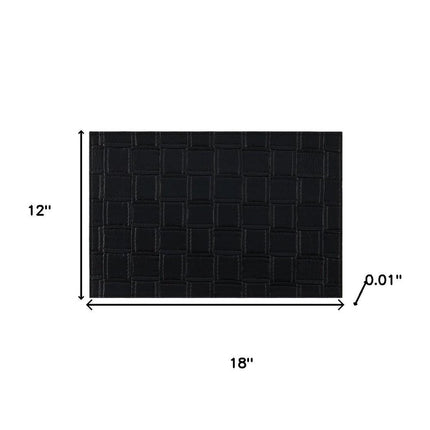 18" Set of Four Black Basketweave Faux Leather Placemats
