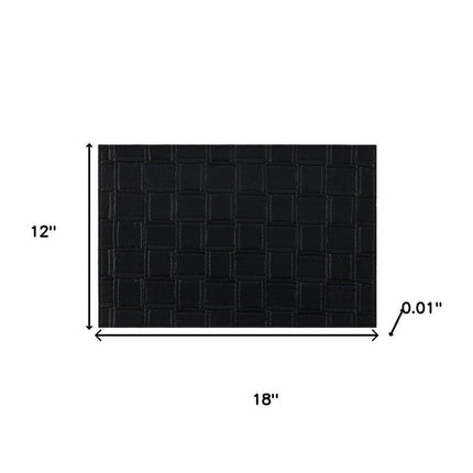 18" Set of Four Black Basketweave Faux Leather Placemats HomeRoots