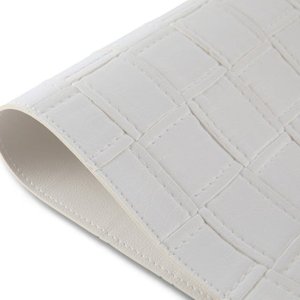 18" Set of Four White Basketweave Faux Leather Placemats