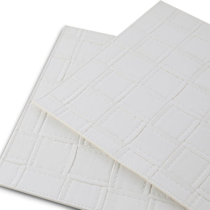 18" Set of Four White Basketweave Faux Leather Placemats