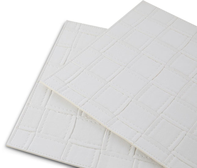 18" Set of Four White Basketweave Faux Leather Placemats