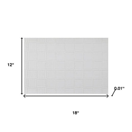 18" Set of Four White Basketweave Faux Leather Placemats