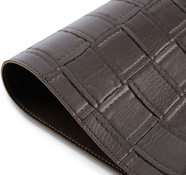 18" Set of Four Espresso Basketweave Faux Leather Placemats HomeRoots