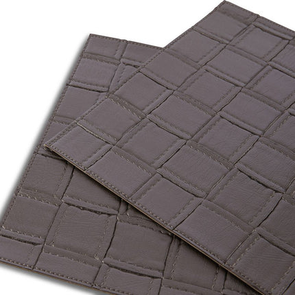18" Set of Four Espresso Basketweave Faux Leather Placemats