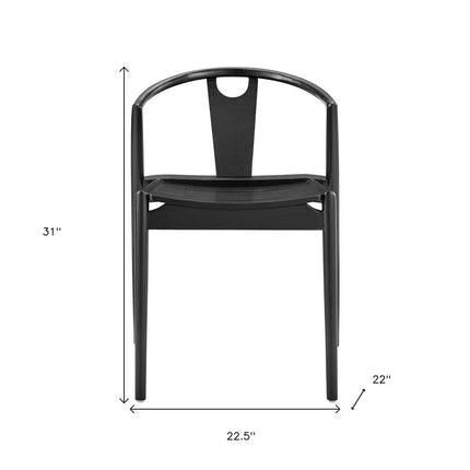 Black Solid Wood Open Back Dining Side Chair