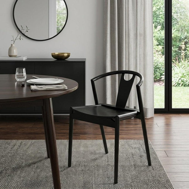 Black Solid Wood Open Back Dining Side Chair HomeRoots