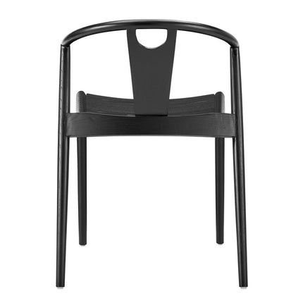Black Solid Wood Open Back Dining Side Chair