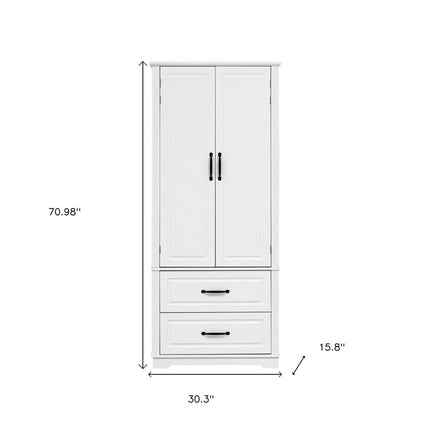 71" White Wood Pantry Or Storage Closet