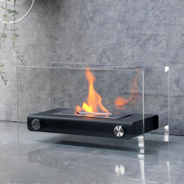 14" Black And Silver Metal BioEthanol Portable Firepit HomeRoots