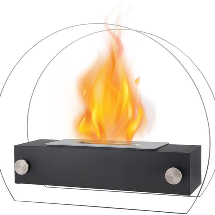 8000 BTU 14" Black And Silver Iron And Stainless Steel Bio-ethanol fuel Portable Round Fire Pit HomeRoots