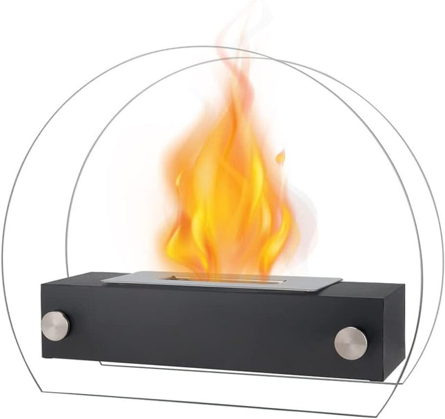 14" Black And Silver Metal BioEthanol Round Portable Firepit HomeRoots