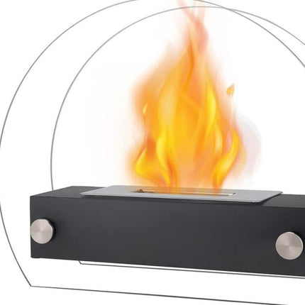 8000 BTU 14" Black And Silver Iron And Stainless Steel Bio-ethanol fuel Portable Round Fire Pit HomeRoots