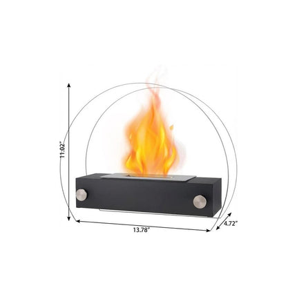 8000 BTU 14" Black And Silver Iron And Stainless Steel Bio-ethanol fuel Portable Round Fire Pit HomeRoots