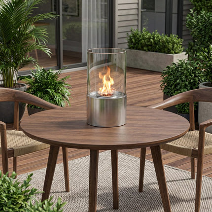 11" Silver Stainless Steel BioEthanol Portable Firepit HomeRoots