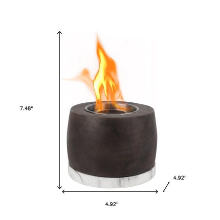 8000 BTU 7" Black Stainless steel Bio-ethanol fuel Portable Round Fire Pit HomeRoots