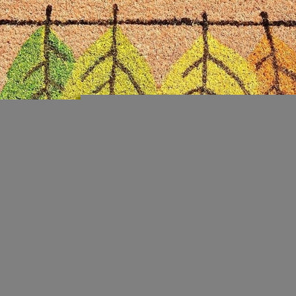 24" X 36" Brown And Natural Fall Leaves Welcome Outdoor Coir Door Mat HomeRoots