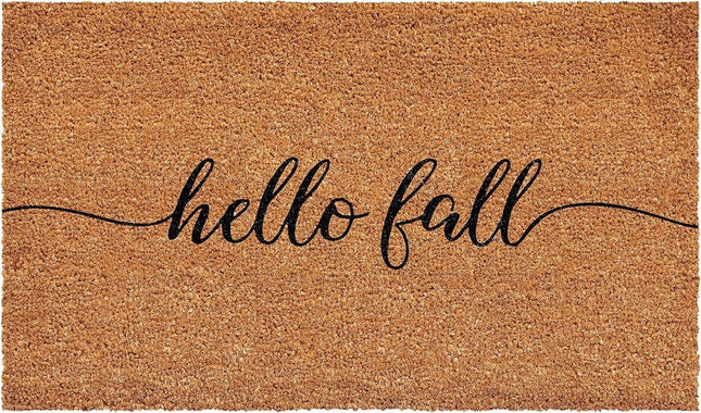 24" X 36" Brown And Natural Fall Hello Fall Outdoor Coir Door Mat HomeRoots
