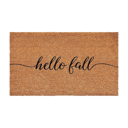 24" X 36" Brown And Natural Fall Hello Fall Outdoor Coir Door Mat HomeRoots