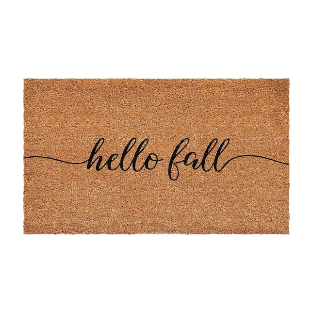 24" X 36" Brown And Natural Fall Hello Fall Outdoor Coir Door Mat HomeRoots