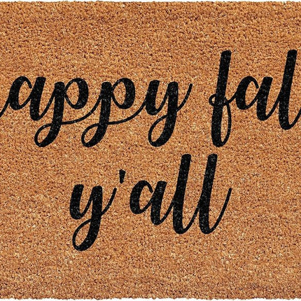 24" X 36" Brown And Natural Fall Happy Fall Y'all Outdoor Coir Door Mat HomeRoots