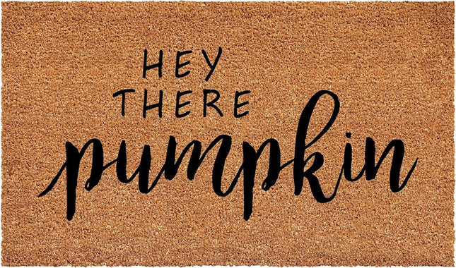 24" X 36" Brown And Natural Fall Hey There Pumpkin Outdoor Coir Door Mat HomeRoots