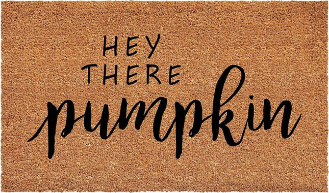 24" X 36" Brown And Natural Fall Hey There Pumpkin Outdoor Coir Door Mat HomeRoots