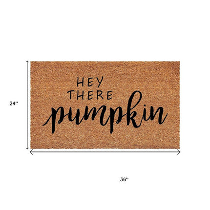24" X 36" Brown And Natural Fall Hey There Pumpkin Outdoor Coir Door Mat HomeRoots