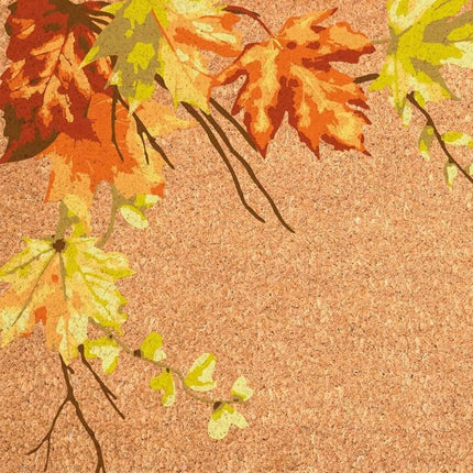 24" X 36" Brown And Natural Fall Leaves Outdoor Coir Door Mat HomeRoots
