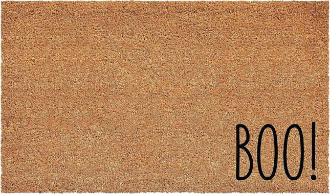 24" X 36" Brown And Natural Halloween Boo Outdoor Coir Door Mat HomeRoots