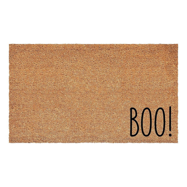 24" X 36" Brown And Natural Halloween Boo Outdoor Coir Door Mat HomeRoots