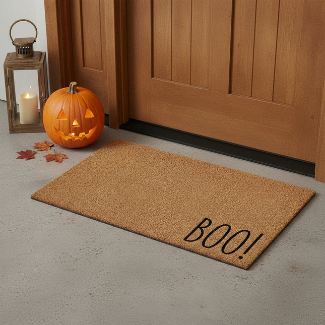 24" X 36" Natural And Brown Halloween Halloween Outdoor Coir Door Mat HomeRoots