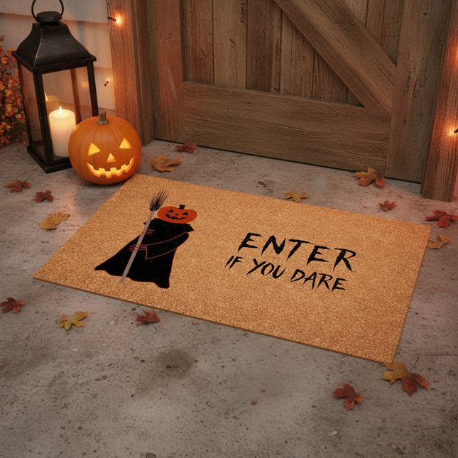 24" X 36" Natural And Brown Halloween Halloween Outdoor Coir Door Mat HomeRoots