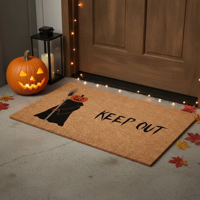 24" X 36" Natural And Brown Halloween Halloween Outdoor Coir Door Mat HomeRoots
