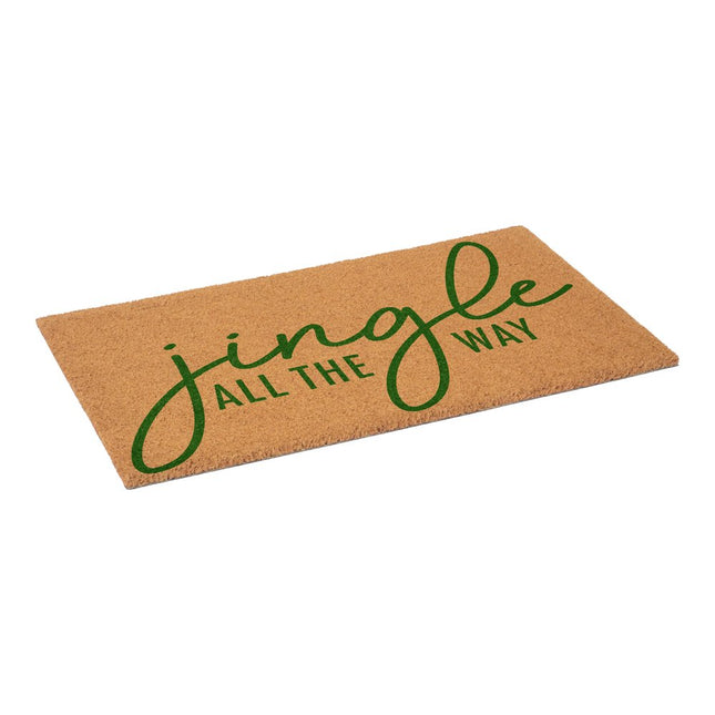 24" X 36" Brown And Green Christmas Outdoor Coir Door Mat HomeRoots