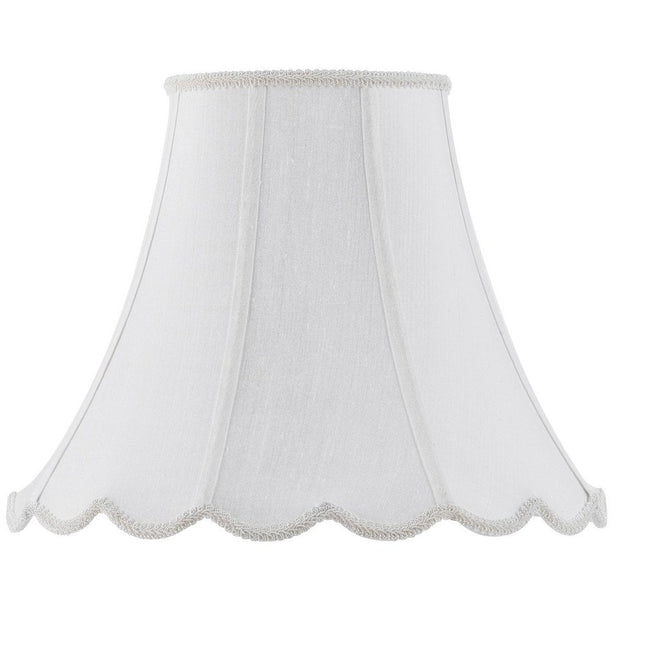 White Linen Piped Bell Lamp Shade HomeRoots