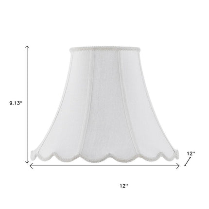 White Linen Piped Bell Lamp Shade HomeRoots