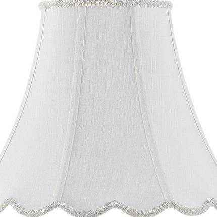 White Linen Piped Bell Lamp Shade HomeRoots
