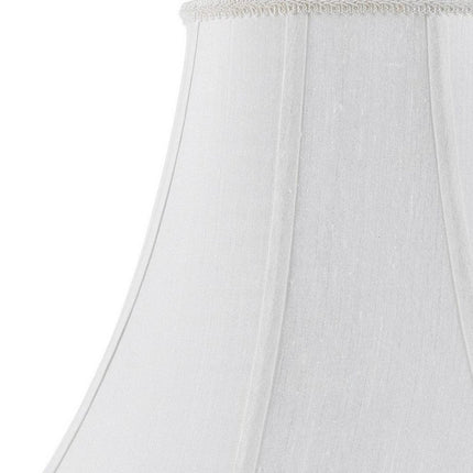 White Linen Piped Bell Lamp Shade HomeRoots