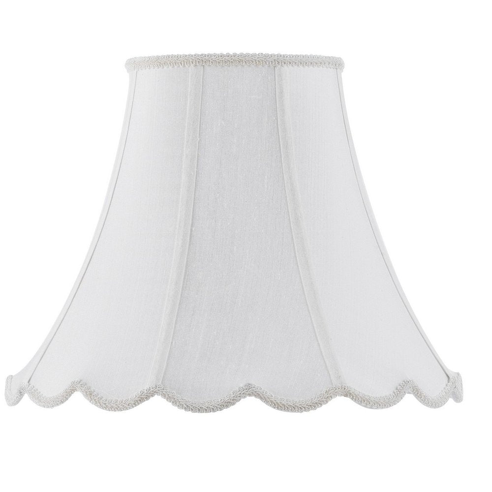 White Linen Piped Bell Lamp Shade