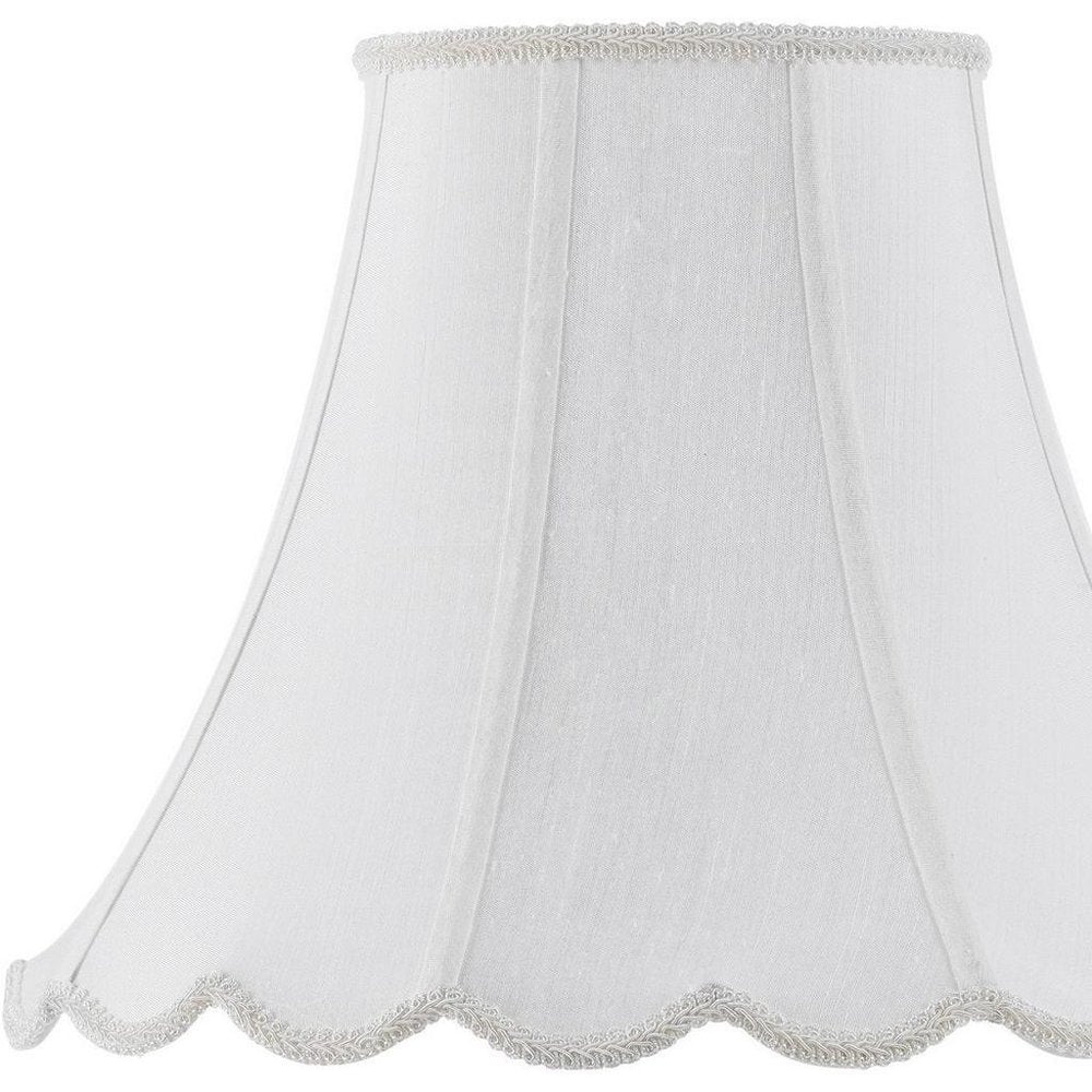 White Linen Piped Bell Lamp Shade