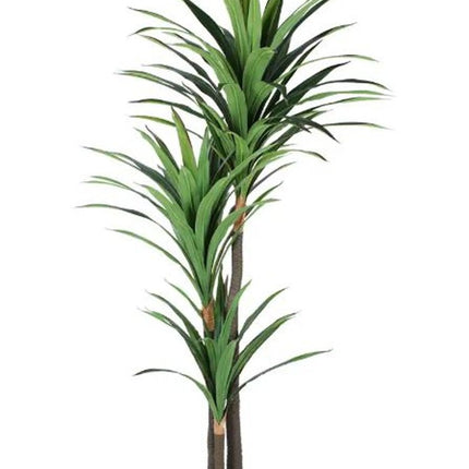 7" Green Artificial Yucca In Cylindrical Black Cement Pot HomeRoots