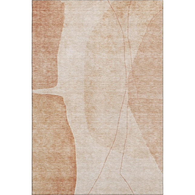 9' X 12' Terra Cotta And Beige Abstract Washable Area Rug With UV Protection HomeRoots
