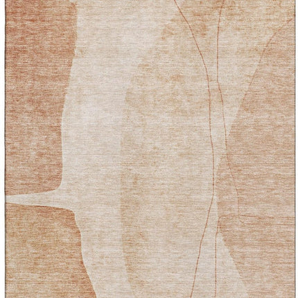 9' X 12' Terra Cotta And Beige Abstract Washable Area Rug With UV Protection HomeRoots