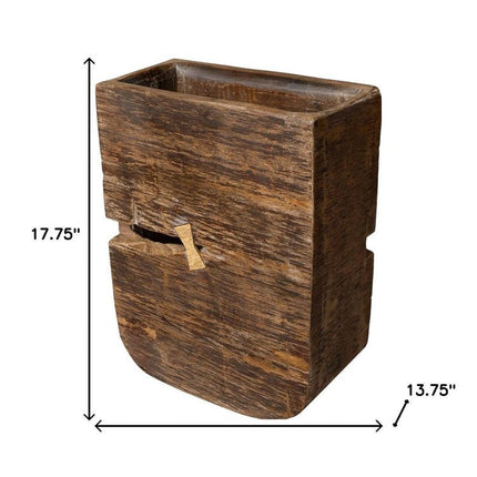 Brown Wood Pot Planter HomeRoots