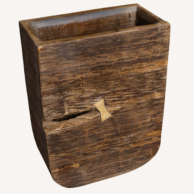 Brown Wood Pot Planter HomeRoots