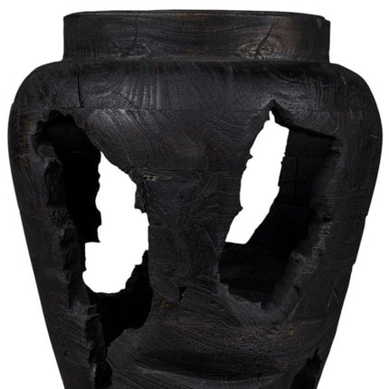 18" Black Solid Wood Modern Abstract Table Vase With Sculptural Details HomeRoots