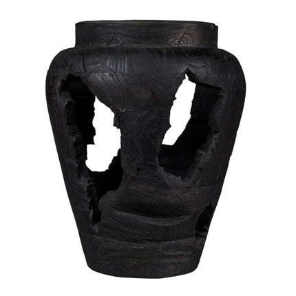 18" Black Solid Wood Modern Abstract Table Vase With Sculptural Details HomeRoots