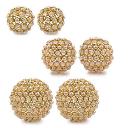 Set of Two Gold Ivory And Pearl Faux Crystal And Metal Decorative Orbs HomeRoots