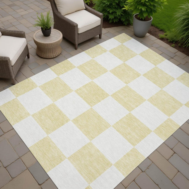 9' X 12' Wheat And Beige Geometric Washable Indoor Outdoor Area Rug HomeRoots