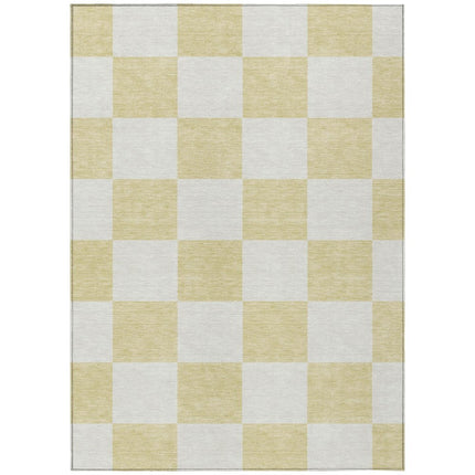 9' X 12' Wheat And Beige Geometric Washable Indoor Outdoor Area Rug